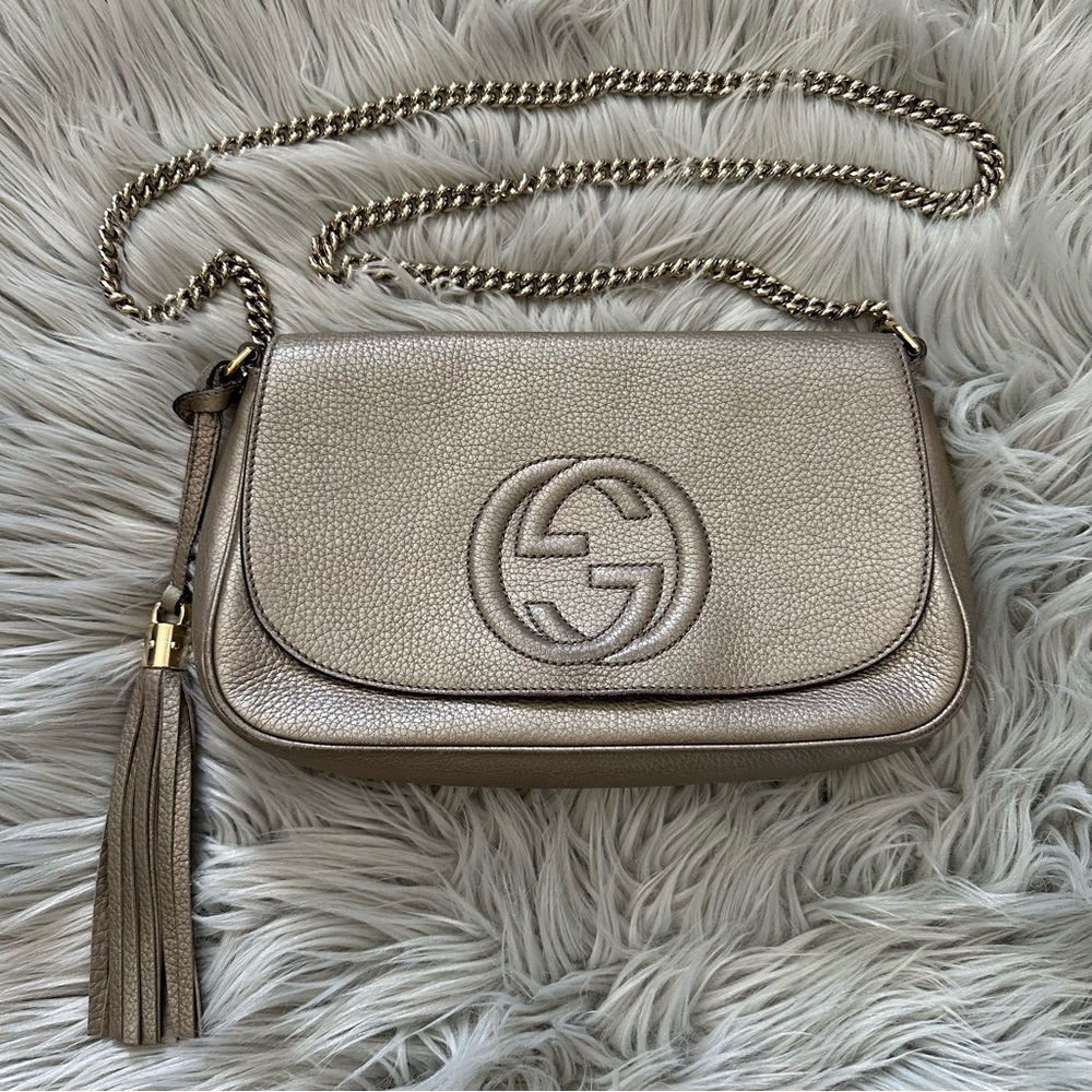 GUCCI Soho Long Flap Chain Crossbody Bag